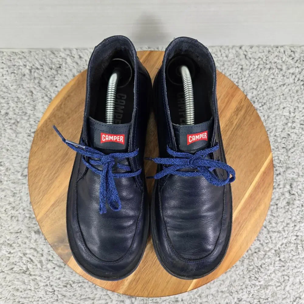 Camper Mens 41 Beetle Blue Leather Lace Up Casual Lifestyle Chukka Ankle Boots